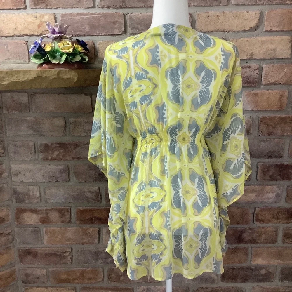 NEW YORK & COMPANY Sheer Butterfly Print Embellished Top 164